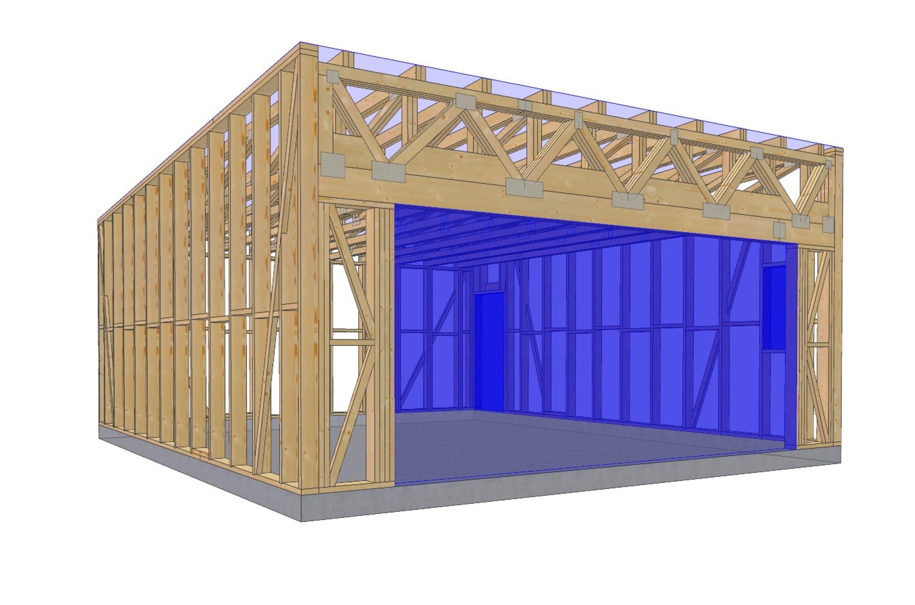 22' x 24' Timber Frame Garage With Roof Trusses