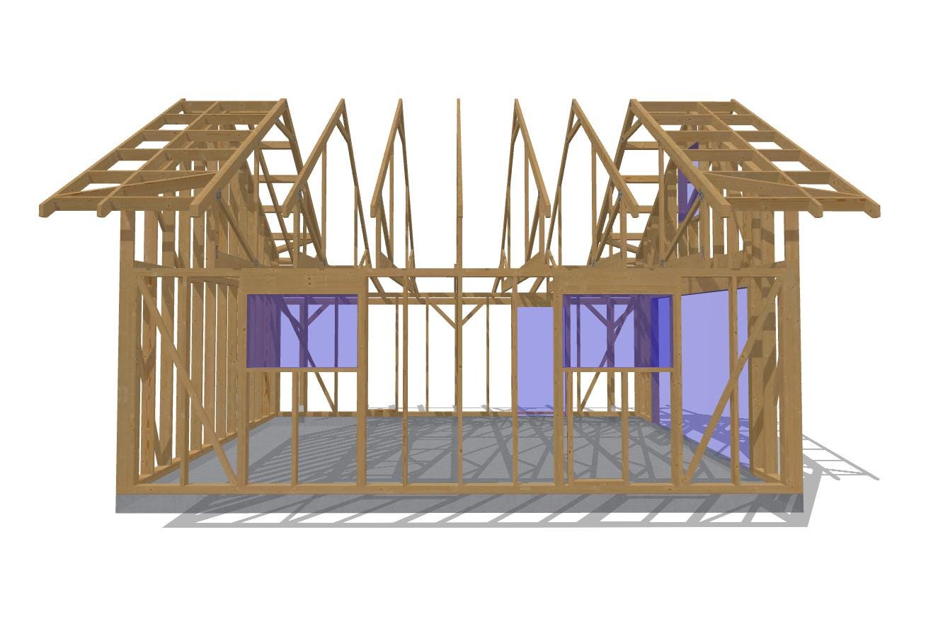 24' x 24' Garage with Loft & 24' x 10' Carport Plans | Two Story Garage Blueprint PDF
