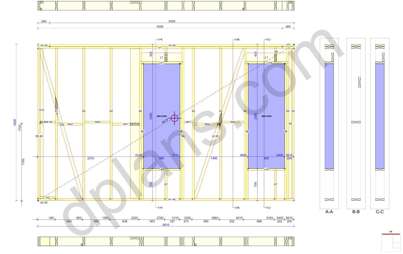18' x 20' Timber Frame Cabin Plans | Wood Cabin Single Slope Roof Design
