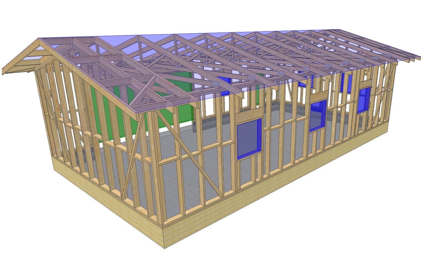 21' x 39' Large Garage Plans | Oversized Garage Blueprint with Roof Trusses