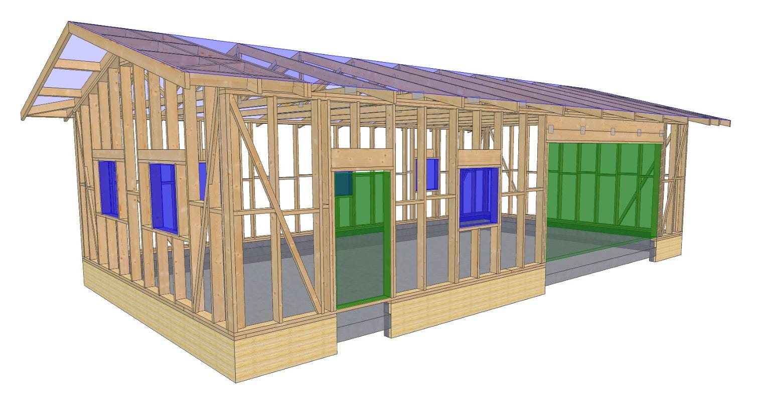 21' x 39' Large Garage Plans | Oversized Garage Blueprint with Roof Trusses