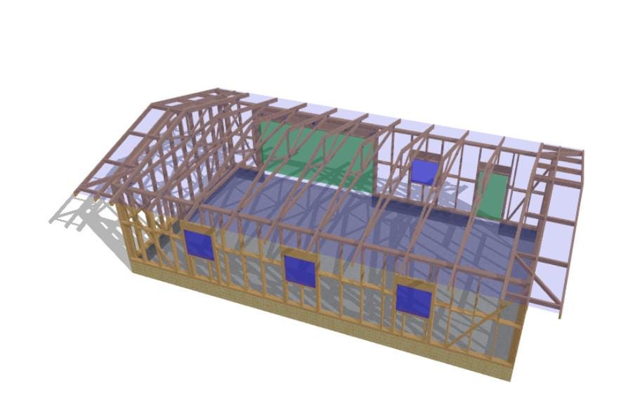 21' x 39' Large Garage Plans | Oversized Garage Blueprint with Roof Trusses