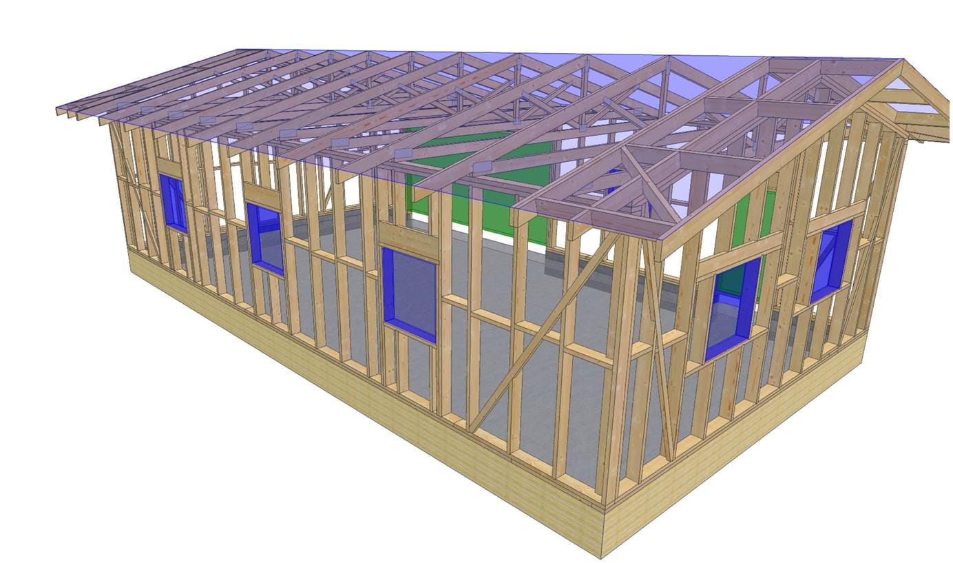21' x 39' Large Garage Plans | Oversized Garage Blueprint with Roof Trusses