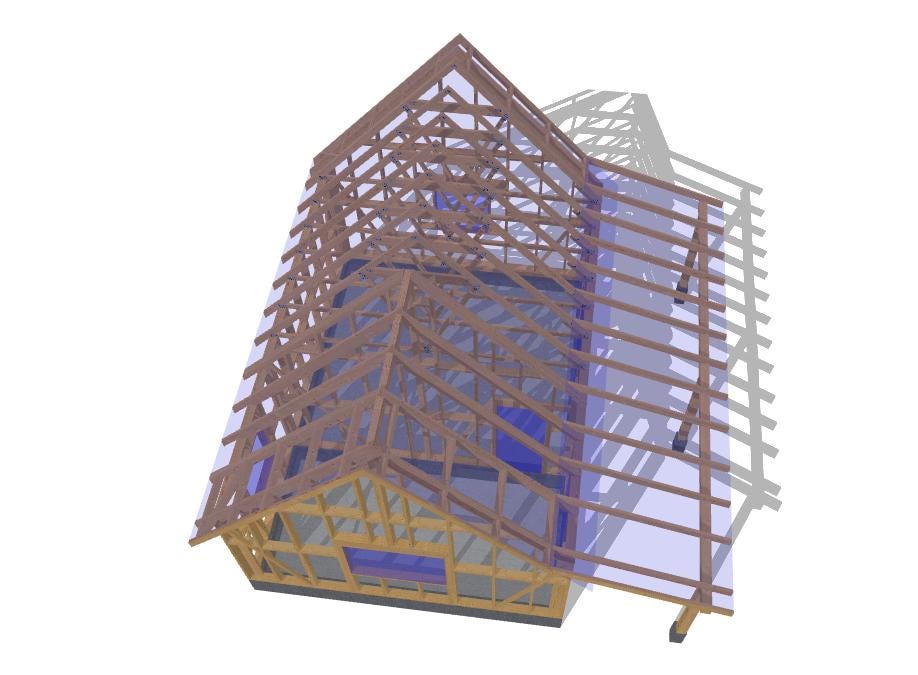 17' x 24' House with 7' x 24' Carport Plans | Small Home Carport Combo Blueprint
