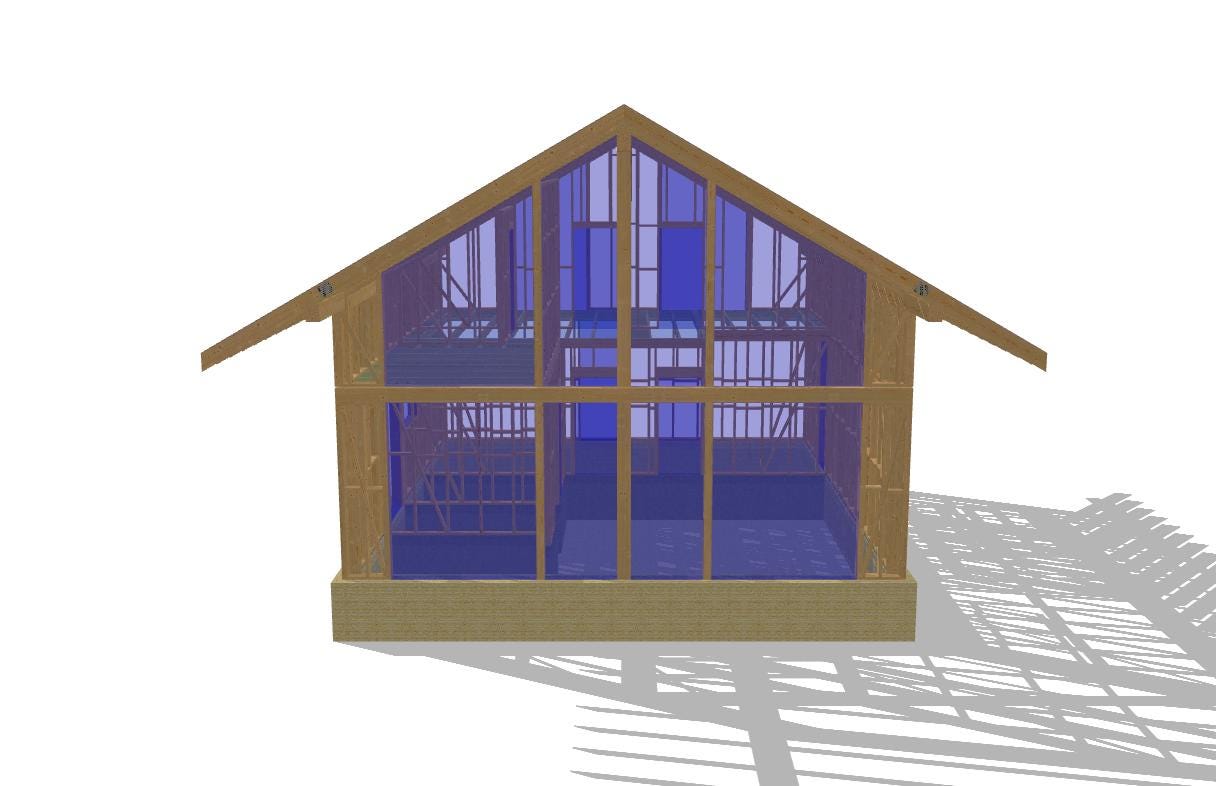 32' x 30' Baupläne für Holzrahmen-Haus mit Dachboden | Holzhaus mit Galerie Bauplan