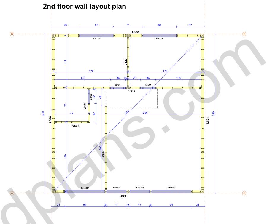 32' x 30' Baupläne für Holzrahmen-Haus mit Dachboden | Holzhaus mit Galerie Bauplan