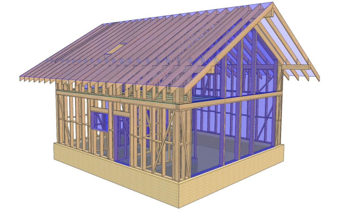 32' x 30' Baupläne für Holzrahmen-Haus mit Dachboden | Holzhaus mit Galerie Bauplan