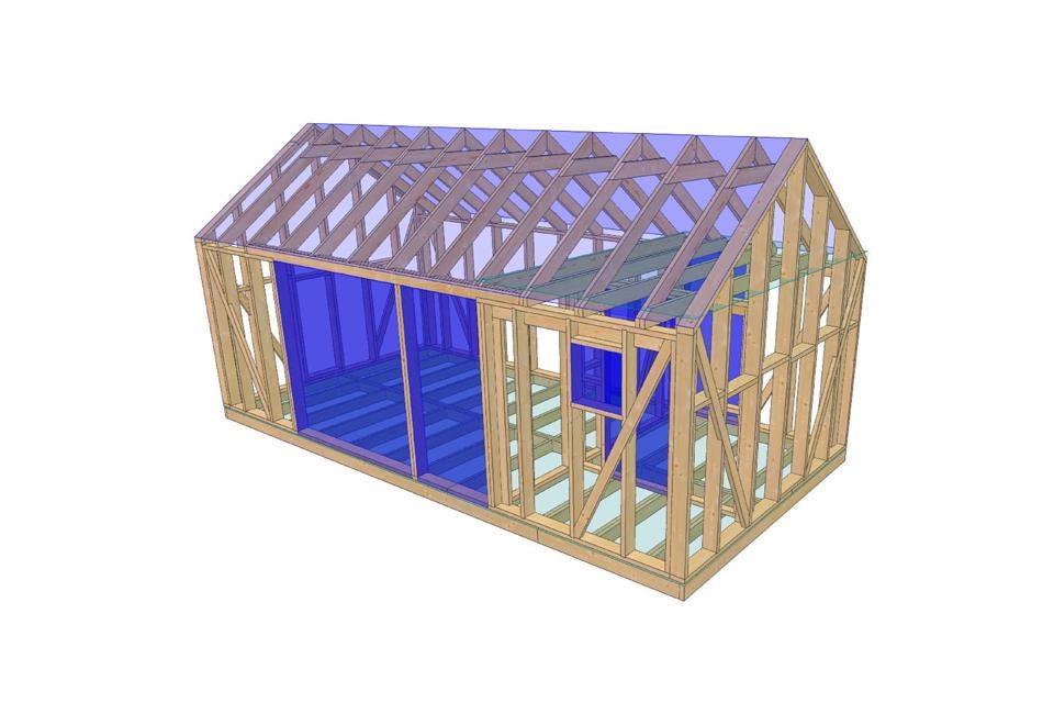 12' x 23' Guest House with Loft Plans | Summer House Blueprint PDF