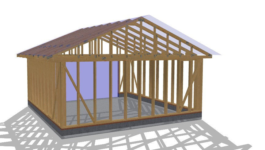 20' x 20' Timber-Frame Garage with Roof Trusses Plans