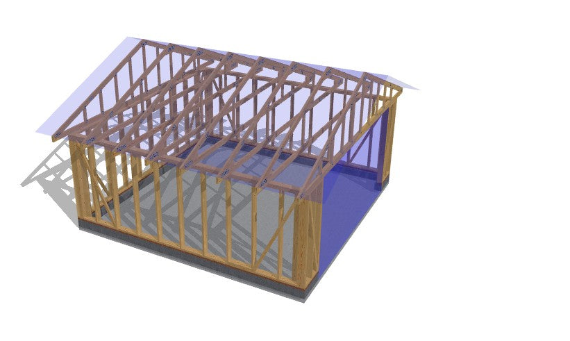 20' x 20' Timber-Frame Garage with Roof Trusses Plans