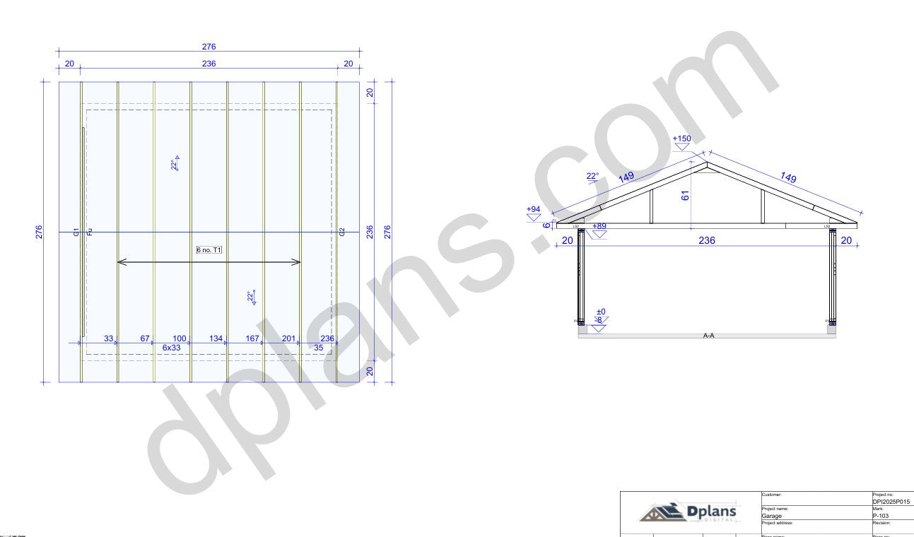 20' x 20' Timber-Frame Garage with Roof Trusses Plans