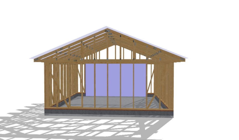 20' x 20' Timber-Frame Garage with Roof Trusses Plans